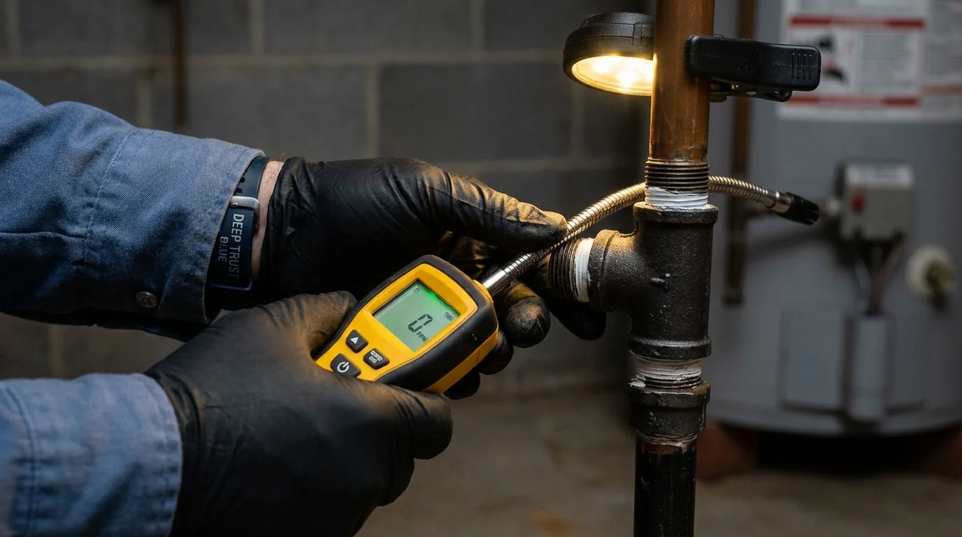 Gas leak detection with electronic sniffer by Johns Plumbing LLC in Verplanck