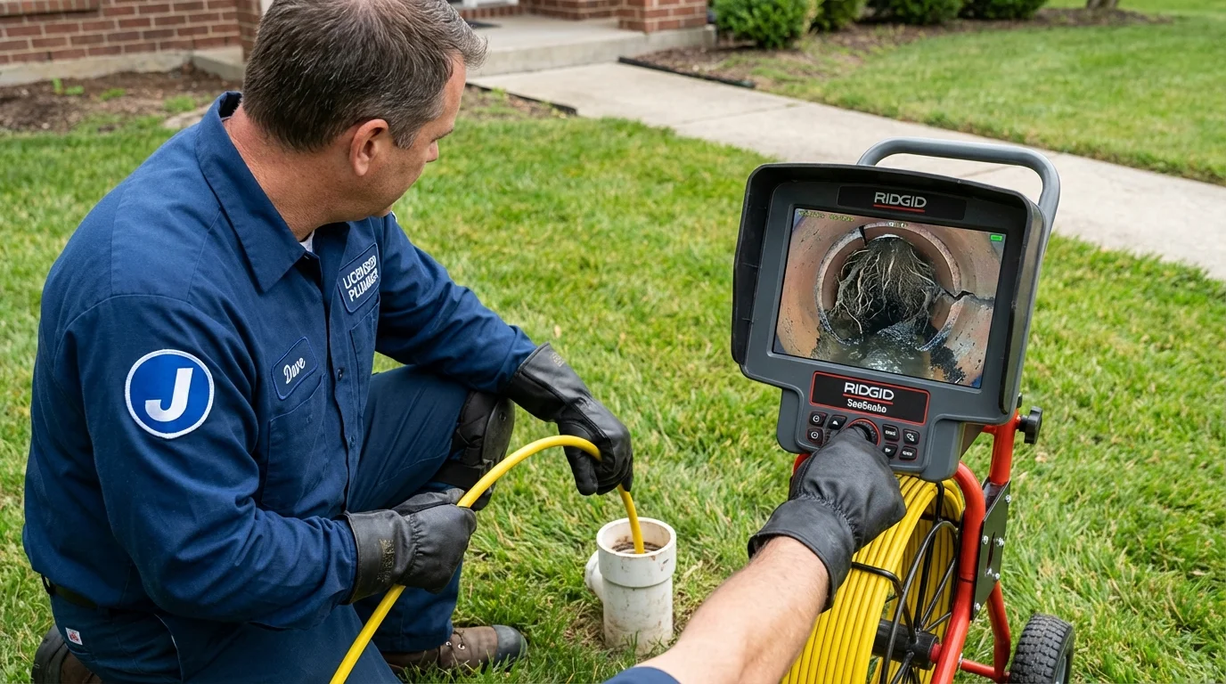 Sewer camera inspection being performed by Johns Plumbing LLC in Verplanck